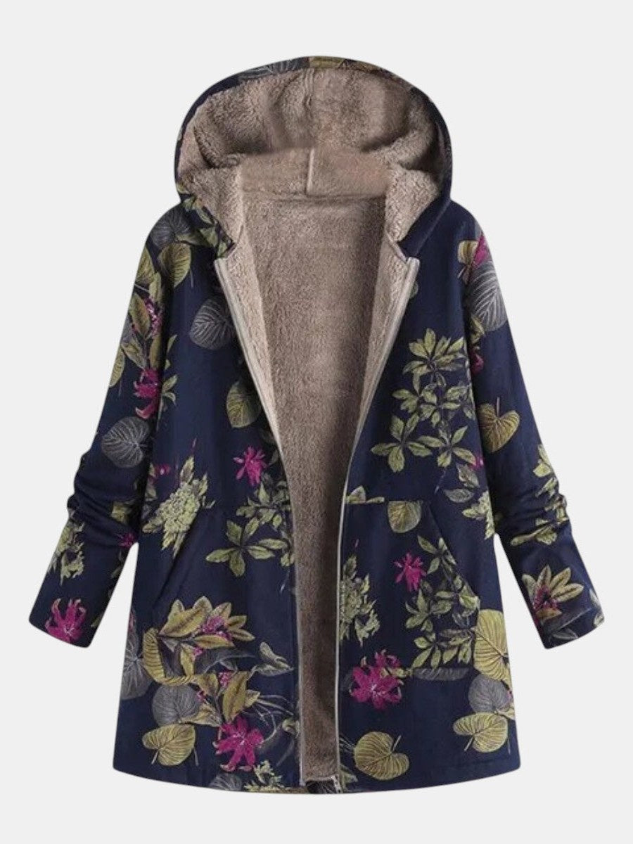 Floral Sherpa Coat for Women