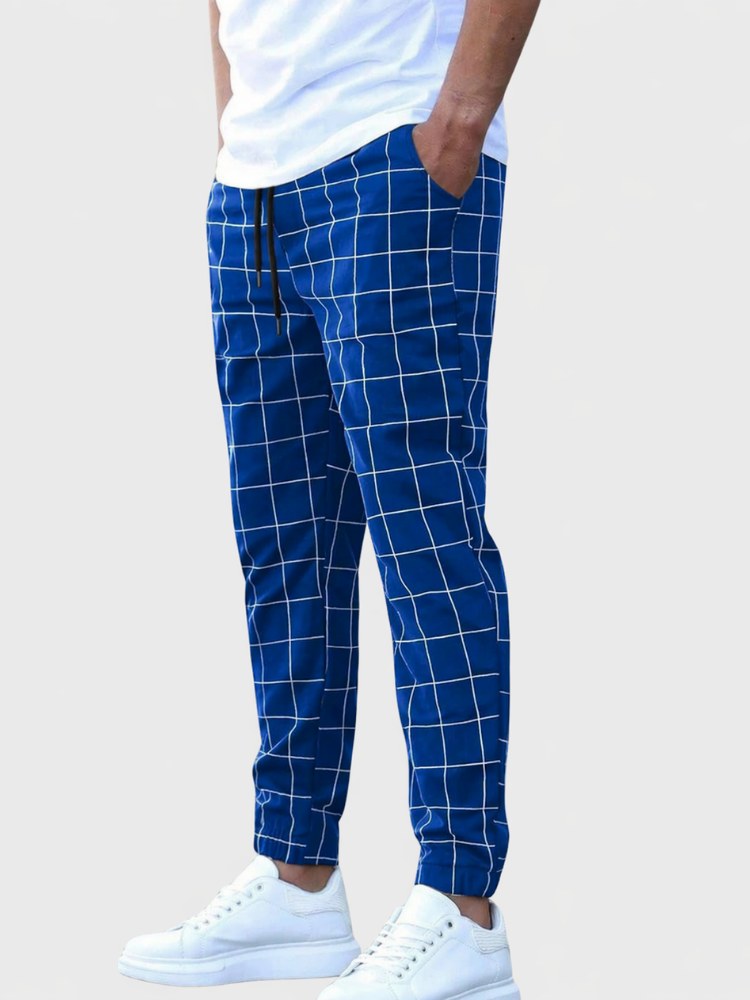 Grid Print Sweatpants for Men