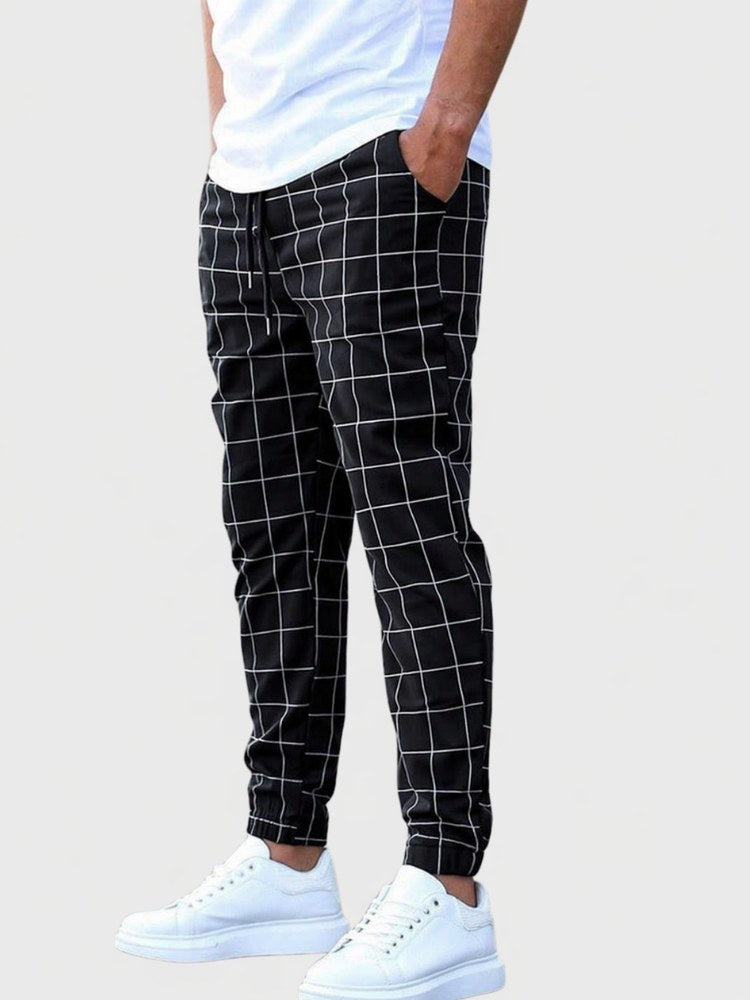 Grid Print Sweatpants for Men