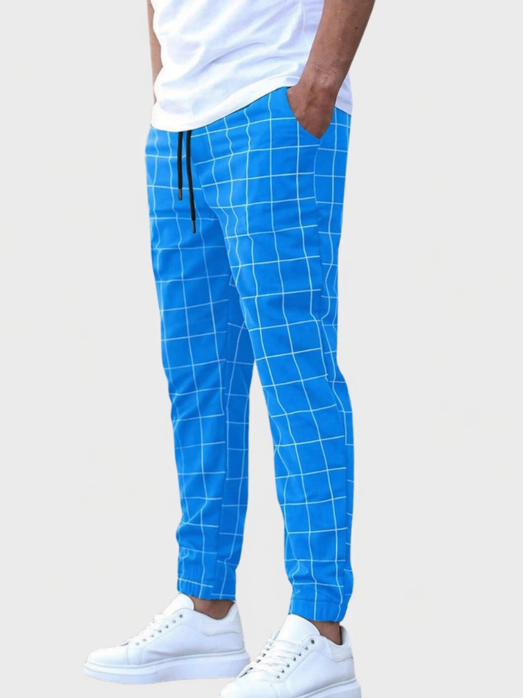 Grid Print Sweatpants for Men