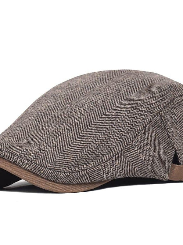 Herringbone Wool Flat Cap for Men