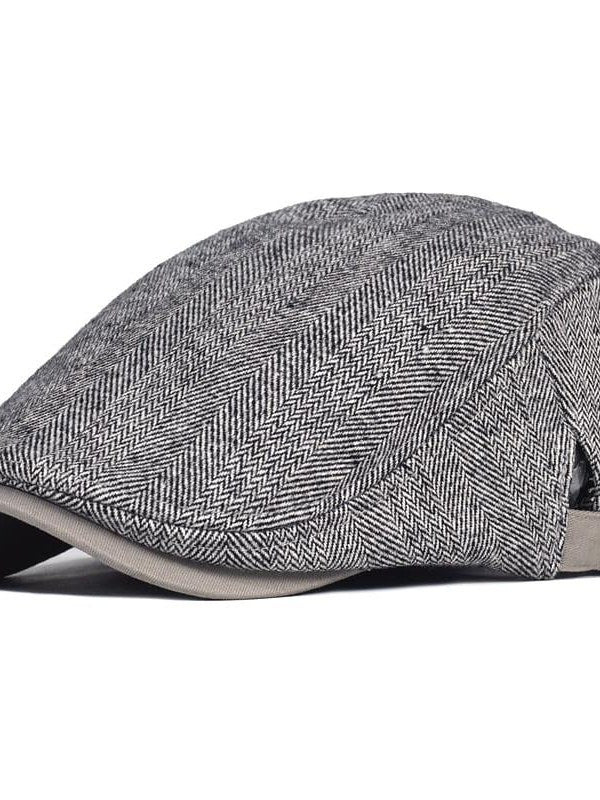 Herringbone Wool Flat Cap for Men