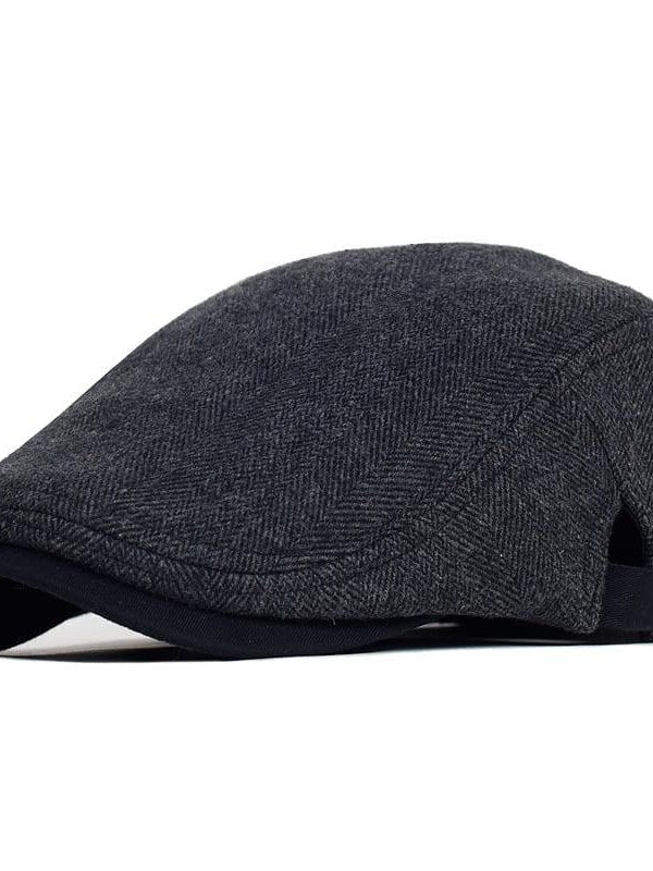 Herringbone Wool Flat Cap for Men