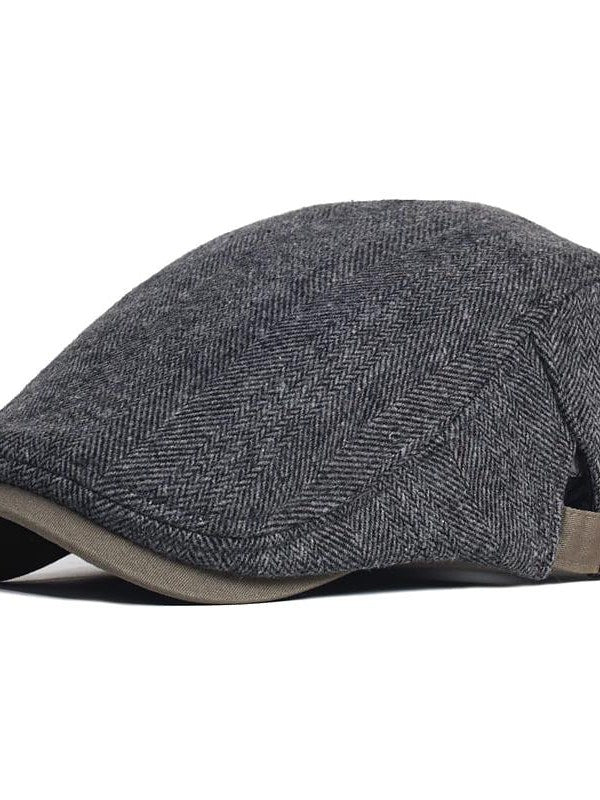 Herringbone Wool Flat Cap for Men