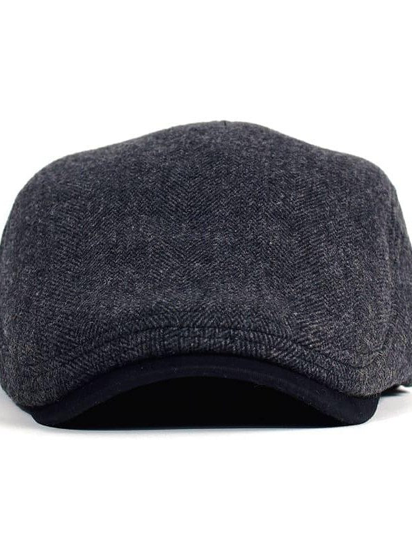 Herringbone Wool Flat Cap for Men