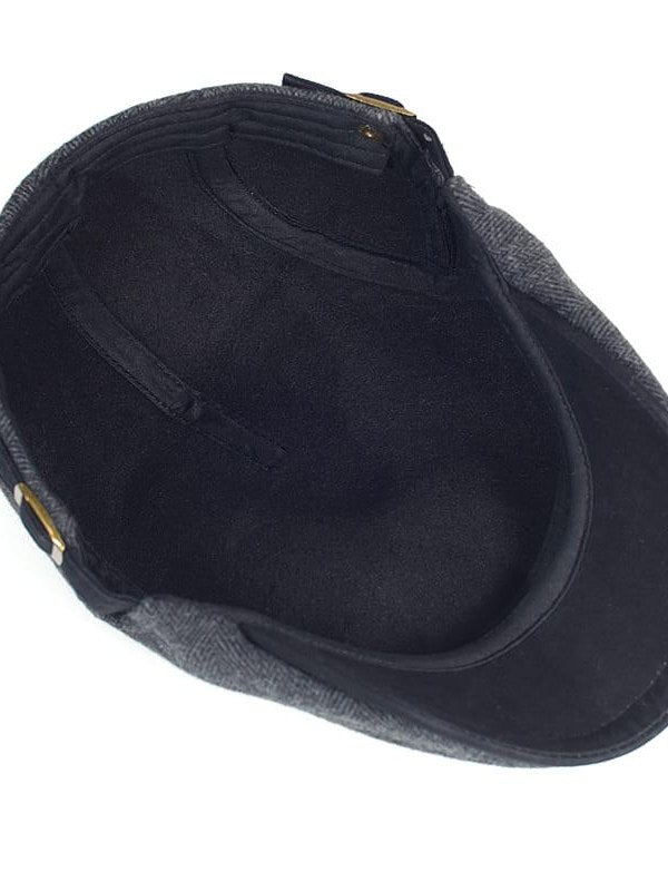 Herringbone Wool Flat Cap for Men
