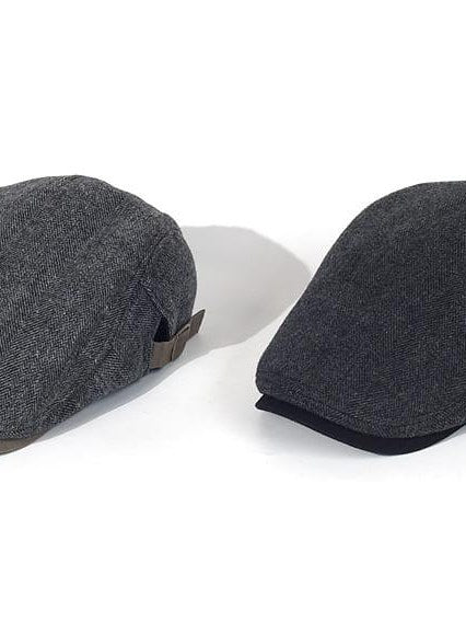 Herringbone Wool Flat Cap for Men