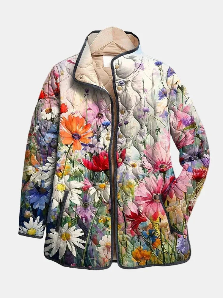 Vintage Floral Quilted Jacket for Women