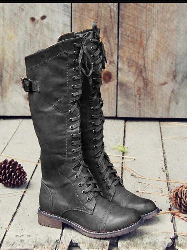 Lace Up Knee High Boots for Women