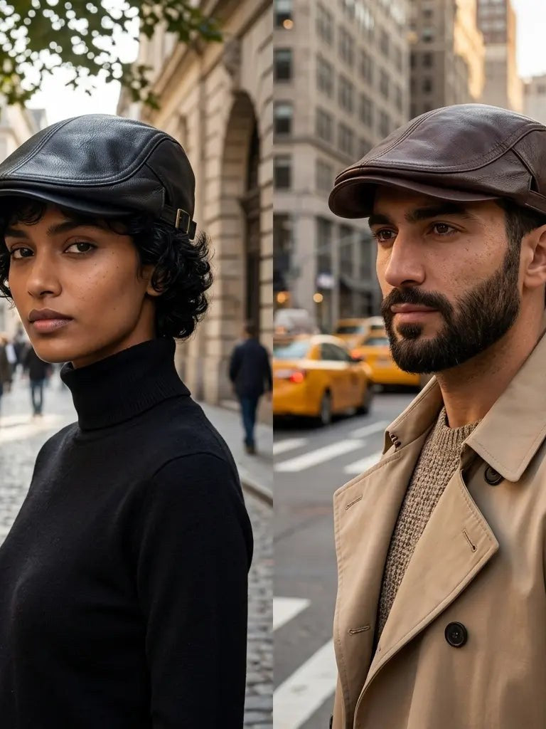 Leather Flat Cap for Men