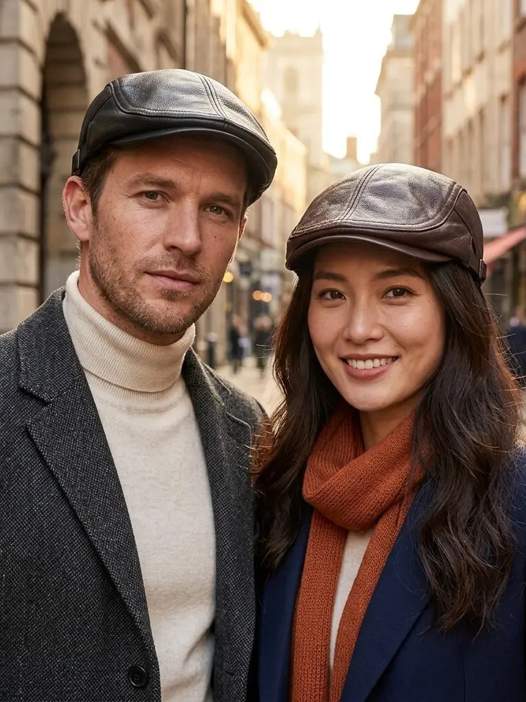 Leather Flat Cap for Men