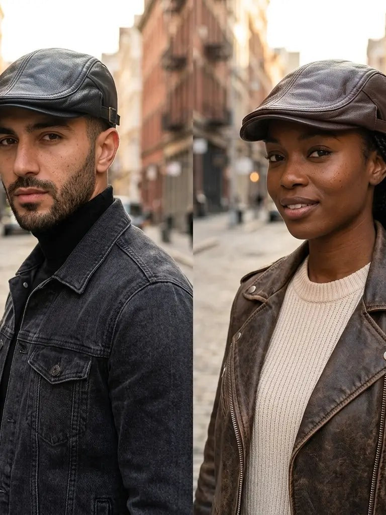 Leather Flat Cap for Men