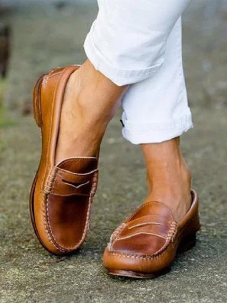 Leather Slip On Shoes for Women