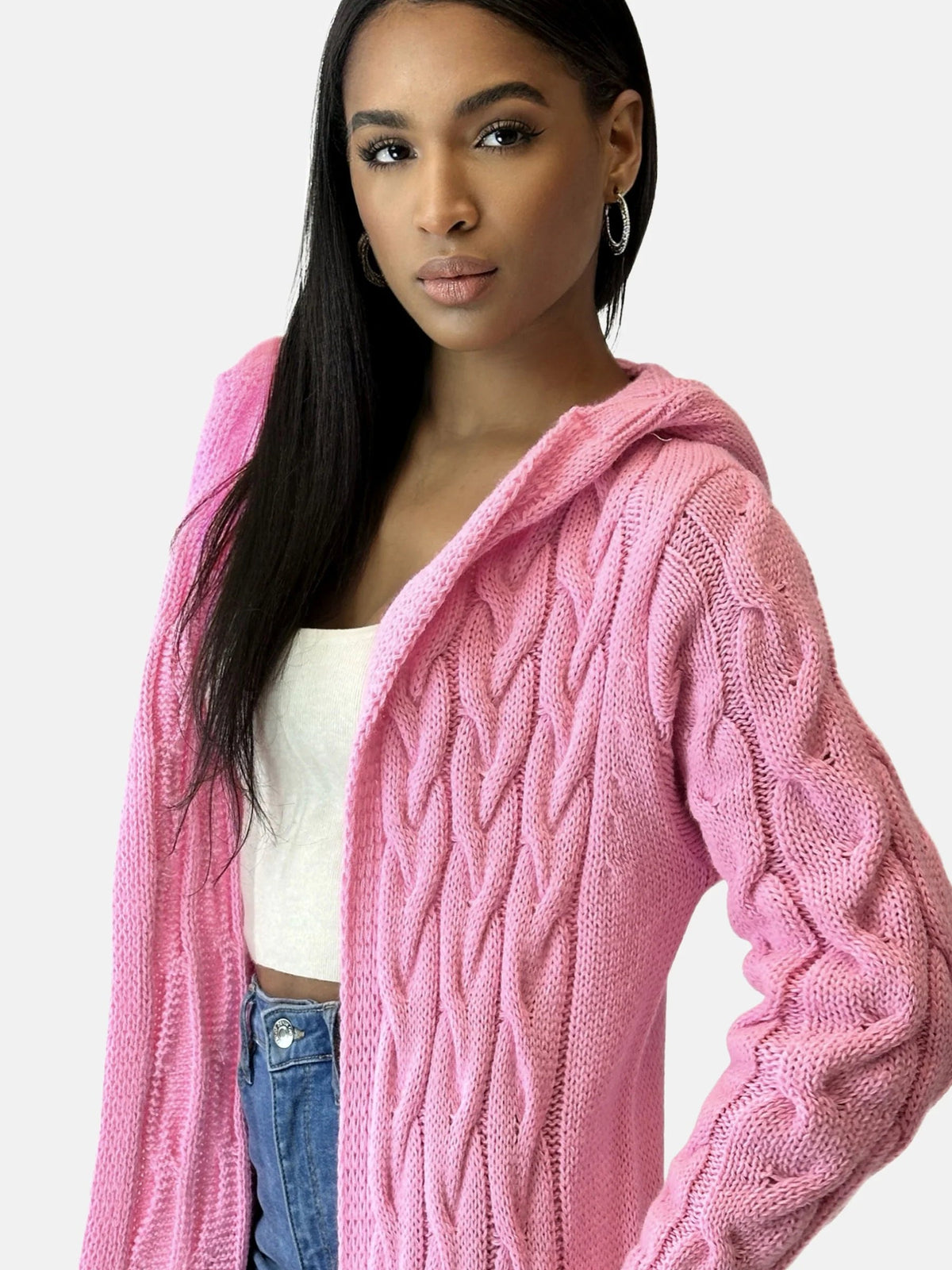Longline Hooded Cardigan for Women