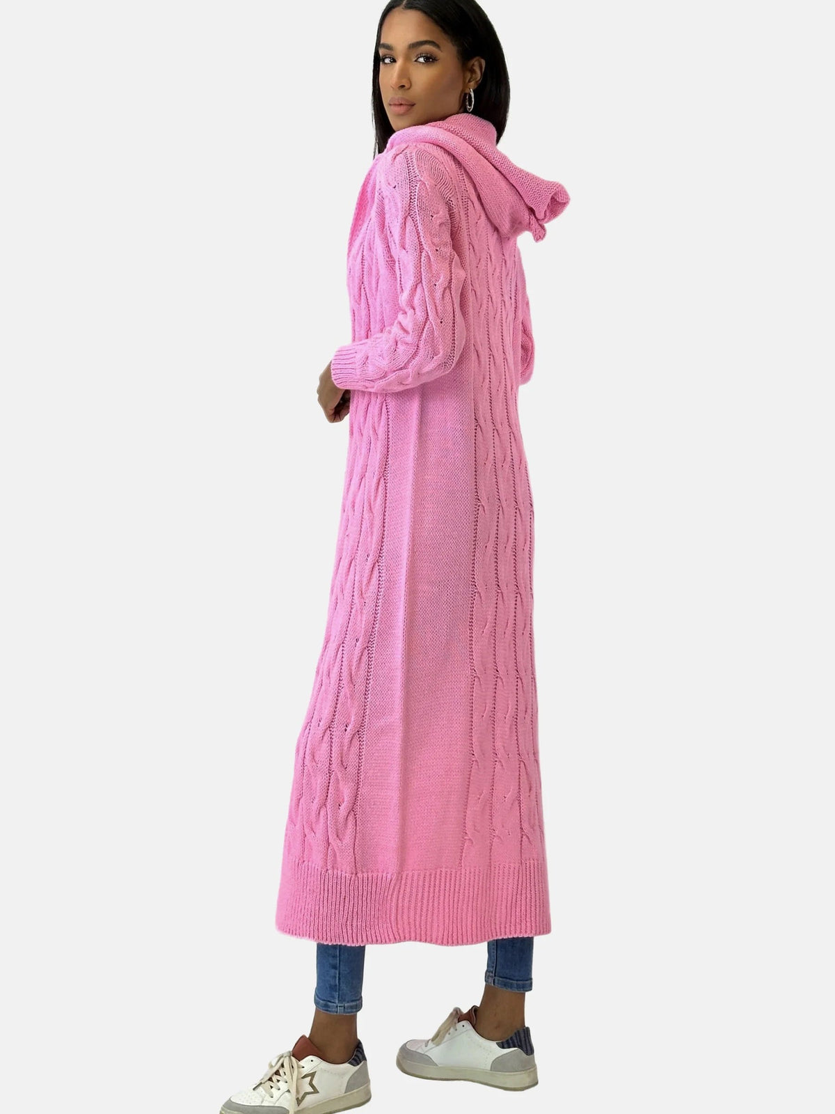 Longline Hooded Cardigan for Women