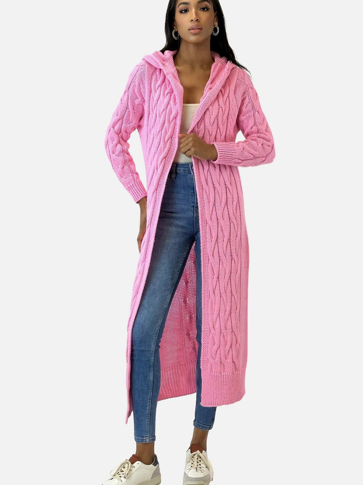 Longline Hooded Cardigan for Women