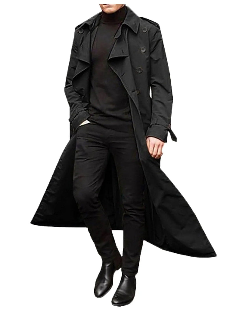 Notched Lapel Trench Coat for Men