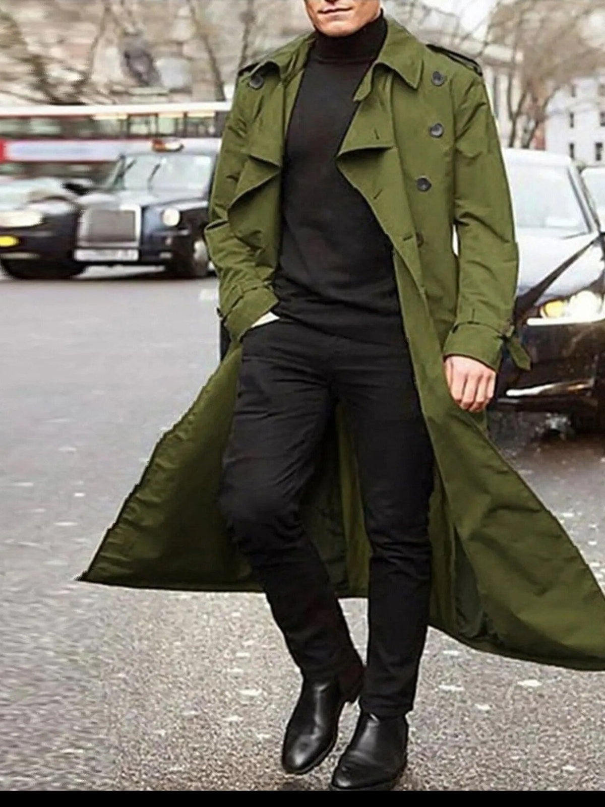 Notched Lapel Trench Coat for Men