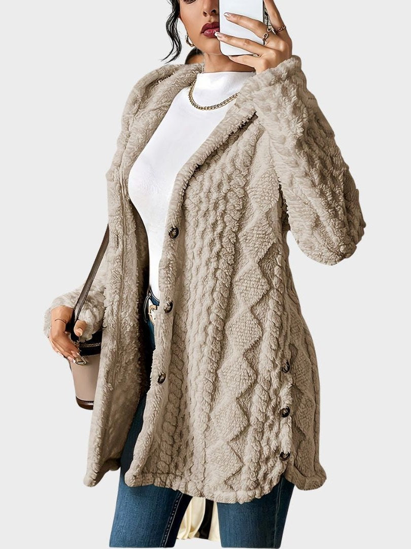 Plush Hooded Cardigan for Women