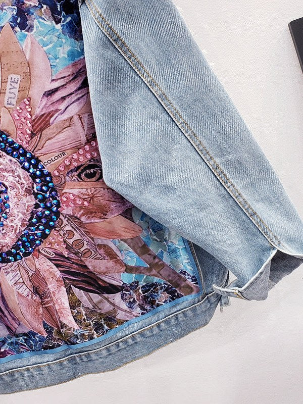 Printed Denim Jacket for Women