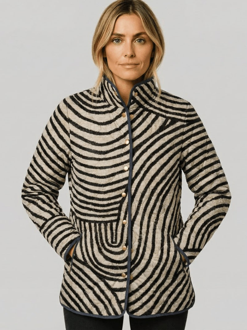 Retro Print Quilted Jacket for Women
