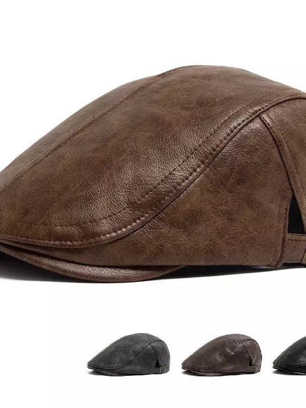 Vegan Leather Flat Cap for Men