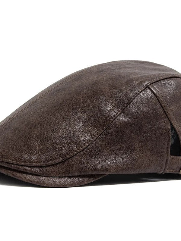 Vegan Leather Flat Cap for Men