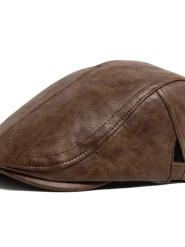 Vegan Leather Flat Cap for Men