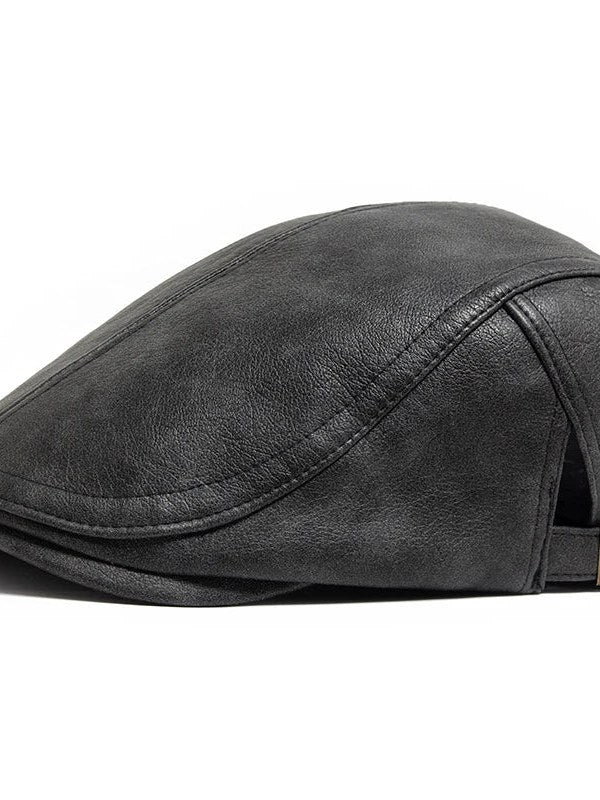 Vegan Leather Flat Cap for Men