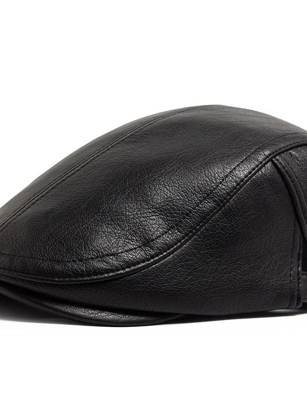 Vegan Leather Flat Cap for Men