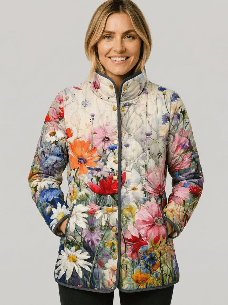Vintage Floral Quilted Jacket for Women