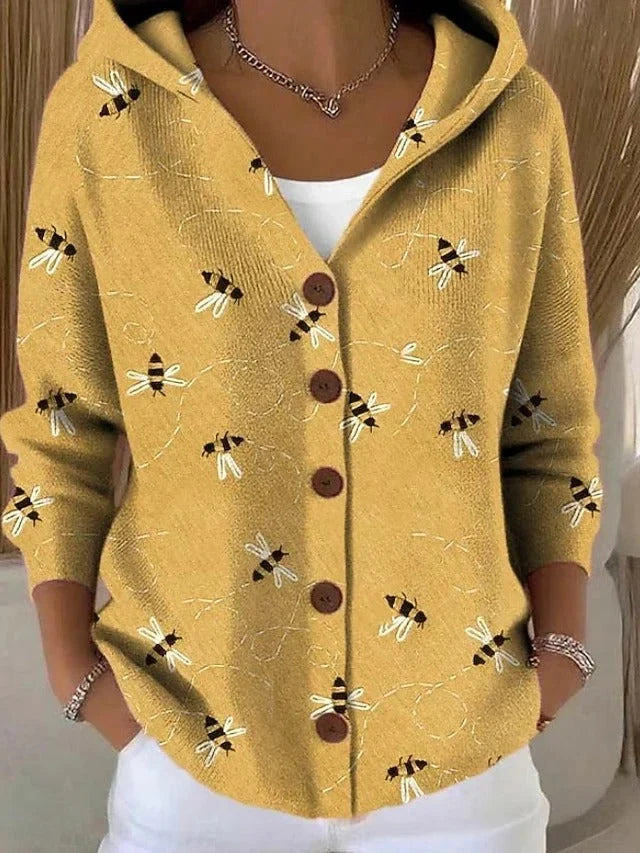 Button Front Hooded Cardigan for Women