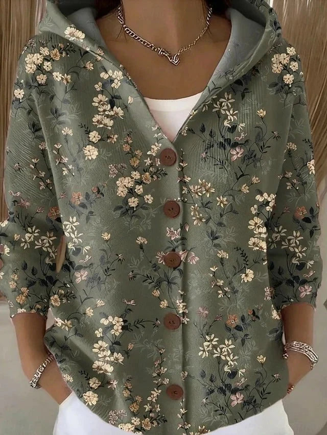 Button Front Hooded Cardigan for Women