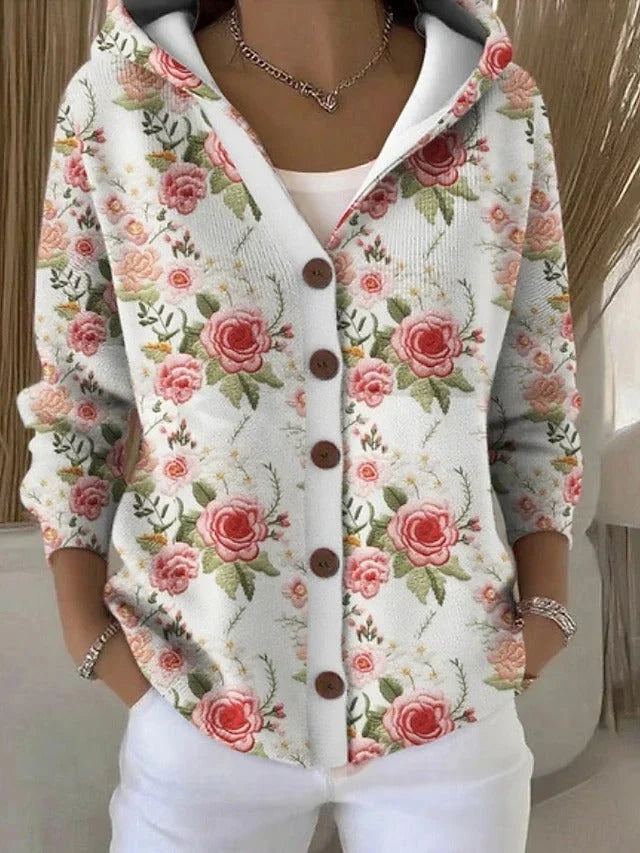 Button Front Hooded Cardigan for Women
