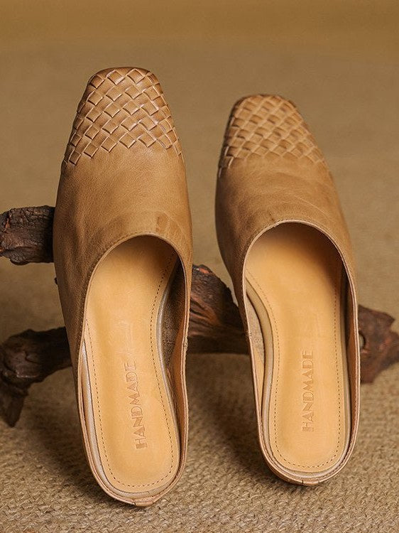Woven Leather Mules for Women