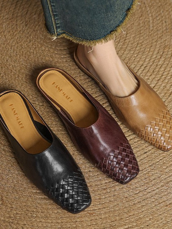 Woven Leather Mules for Women