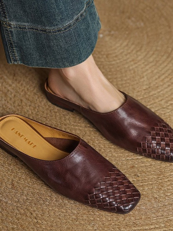 Woven Leather Mules for Women