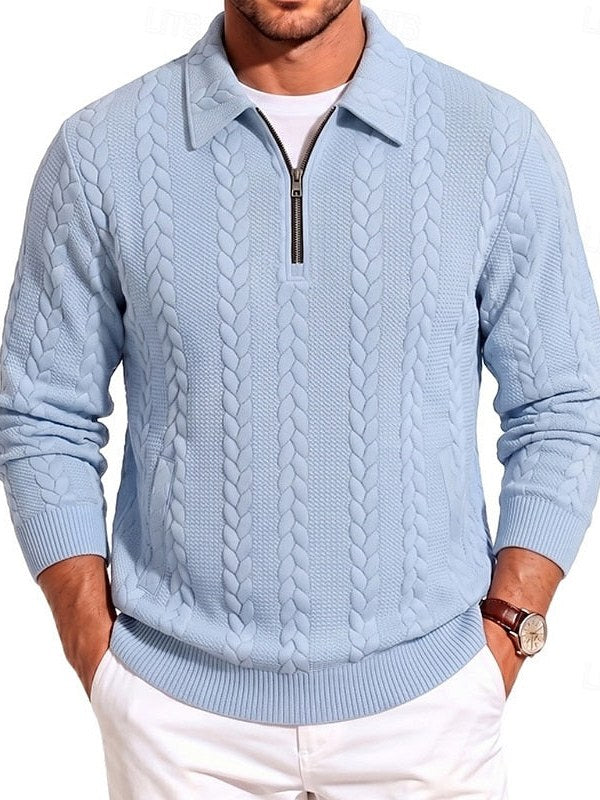 Zip Cable Knit Sweater for Men