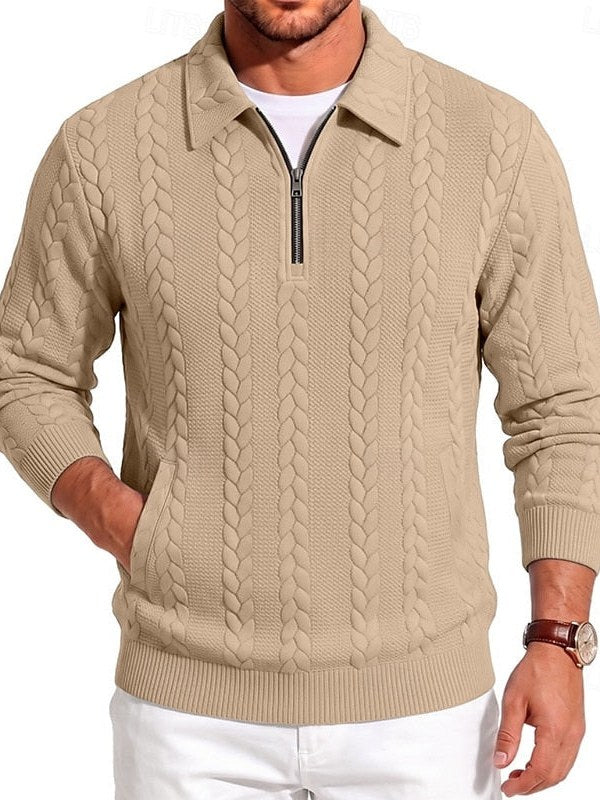 Zip Cable Knit Sweater for Men