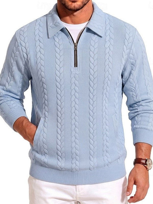 Zip Cable Knit Sweater for Men