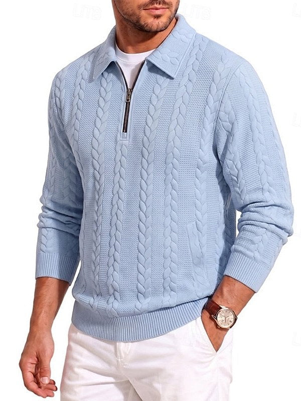 Zip Cable Knit Sweater for Men