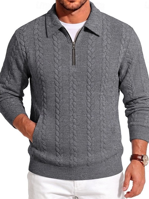 Zip Cable Knit Sweater for Men