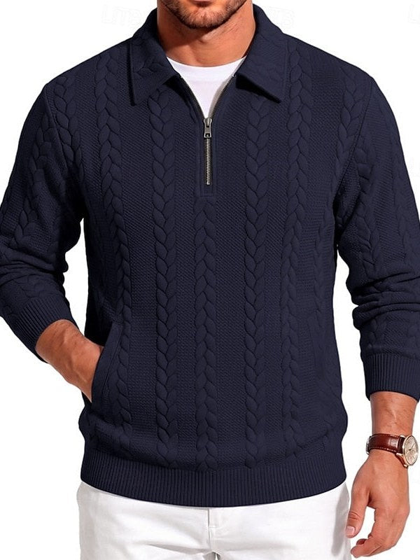 Zip Cable Knit Sweater for Men