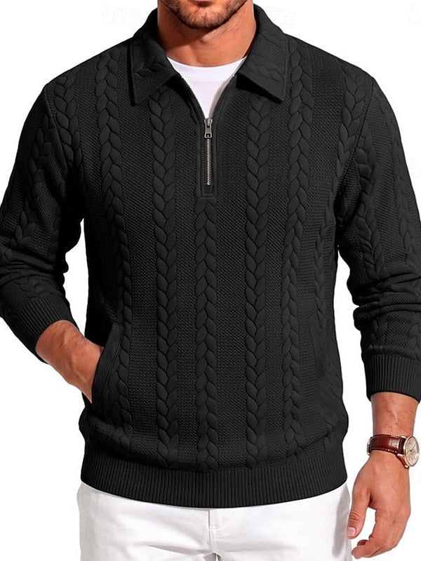 Zip Cable Knit Sweater for Men
