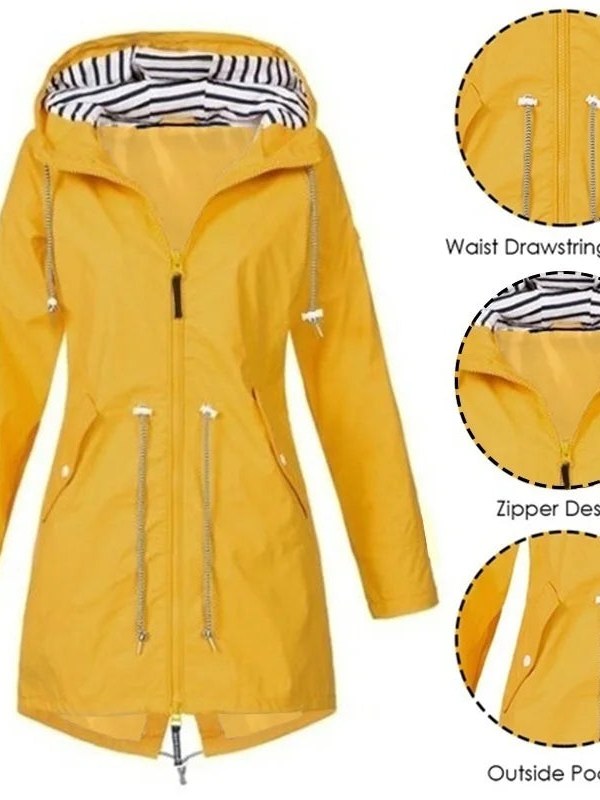 Zip Hooded Trench Coat for Women