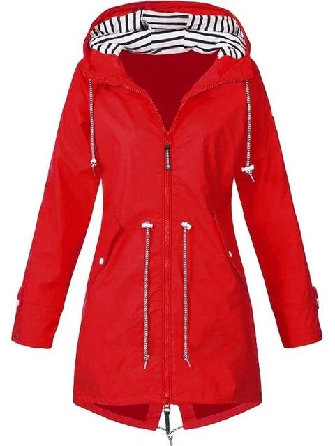 Zip Hooded Trench Coat for Women