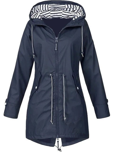 Zip Hooded Trench Coat for Women