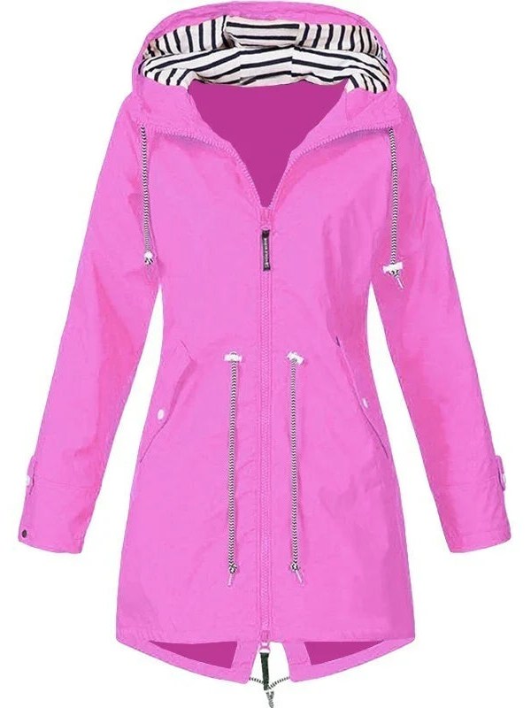 Zip Hooded Trench Coat for Women