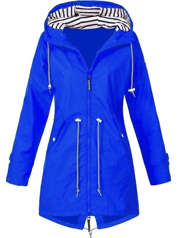 Zip Hooded Trench Coat for Women