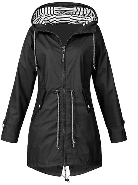 Zip Hooded Trench Coat for Women